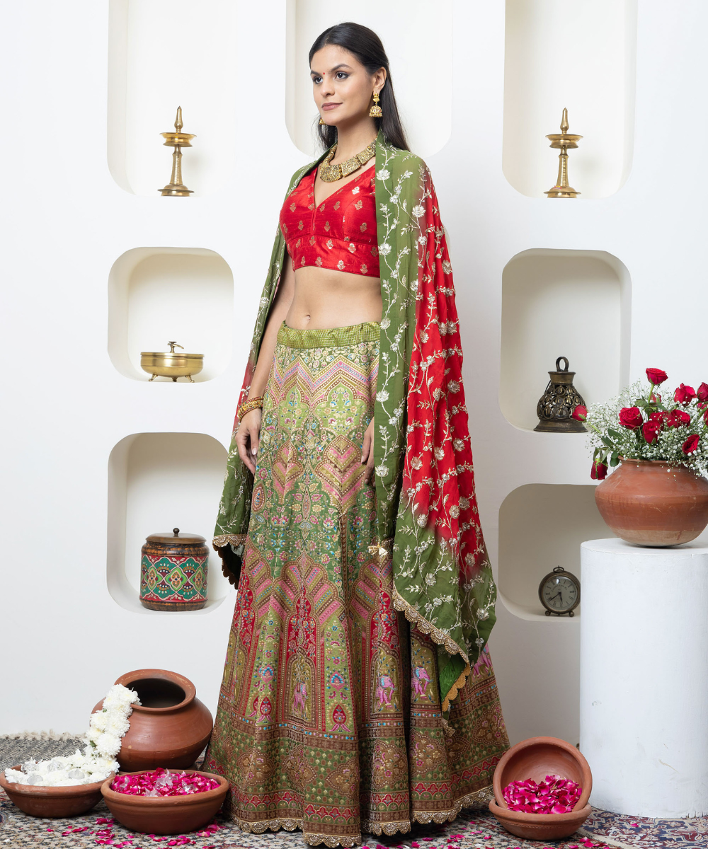 Meenakari Banarasi Kali Lehenga Set - Image 2