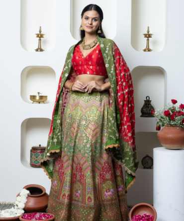 Meenakari Banarasi Kali Lehenga Set