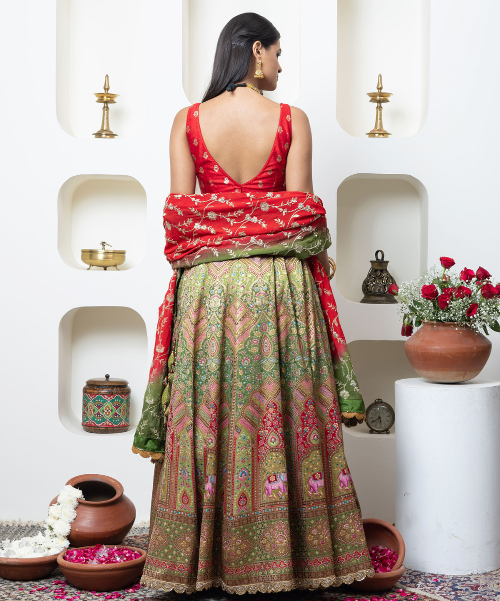 Meenakari Banarasi Kali Lehenga Set - Image 4