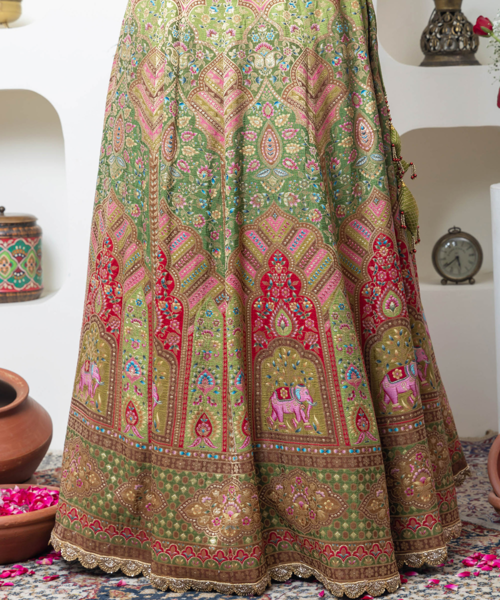 Meenakari Banarasi Kali Lehenga Set - Image 6